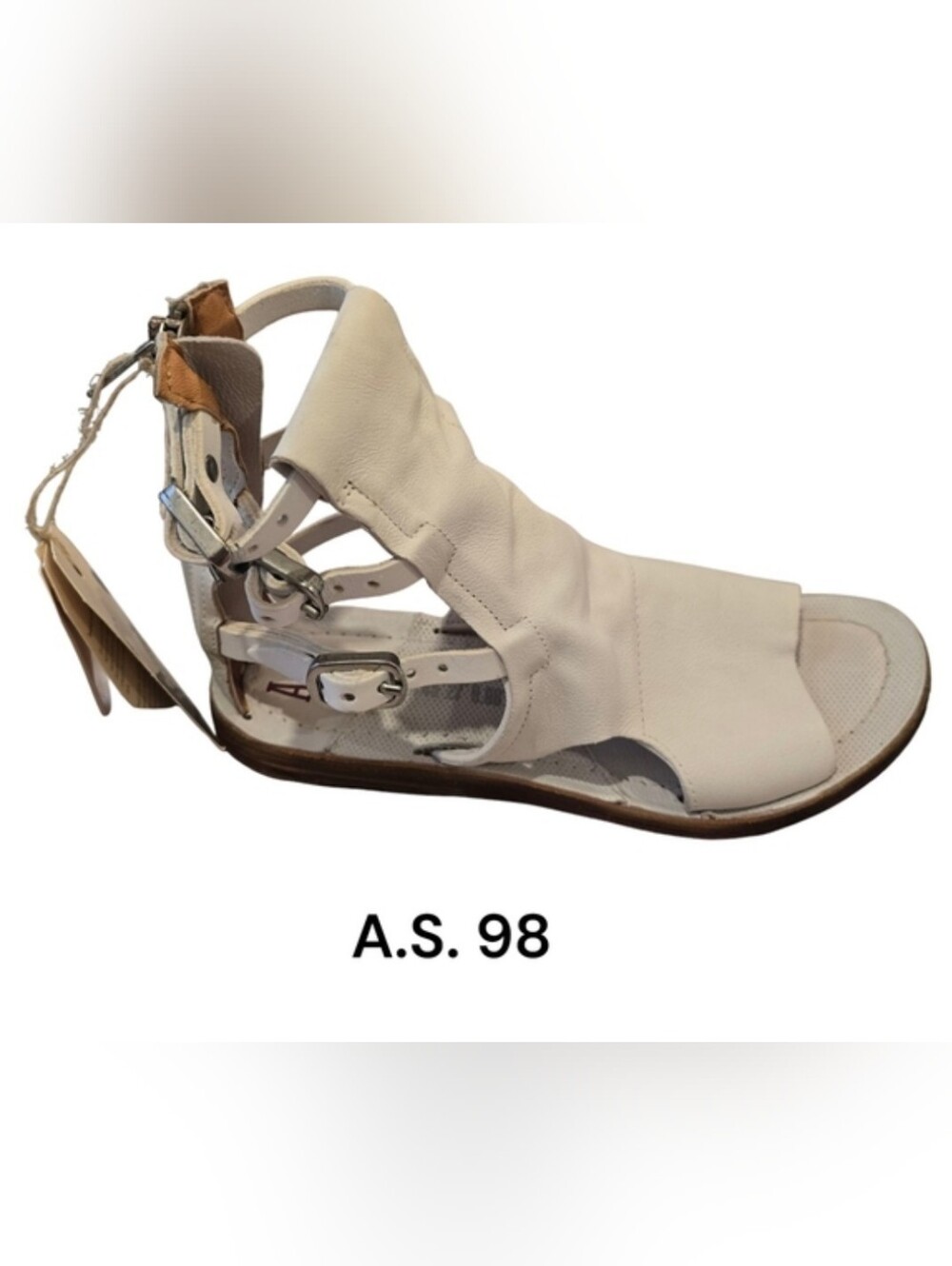A.S.98 White Ryde Sandals with Distinctive Design and Cut-Out Details